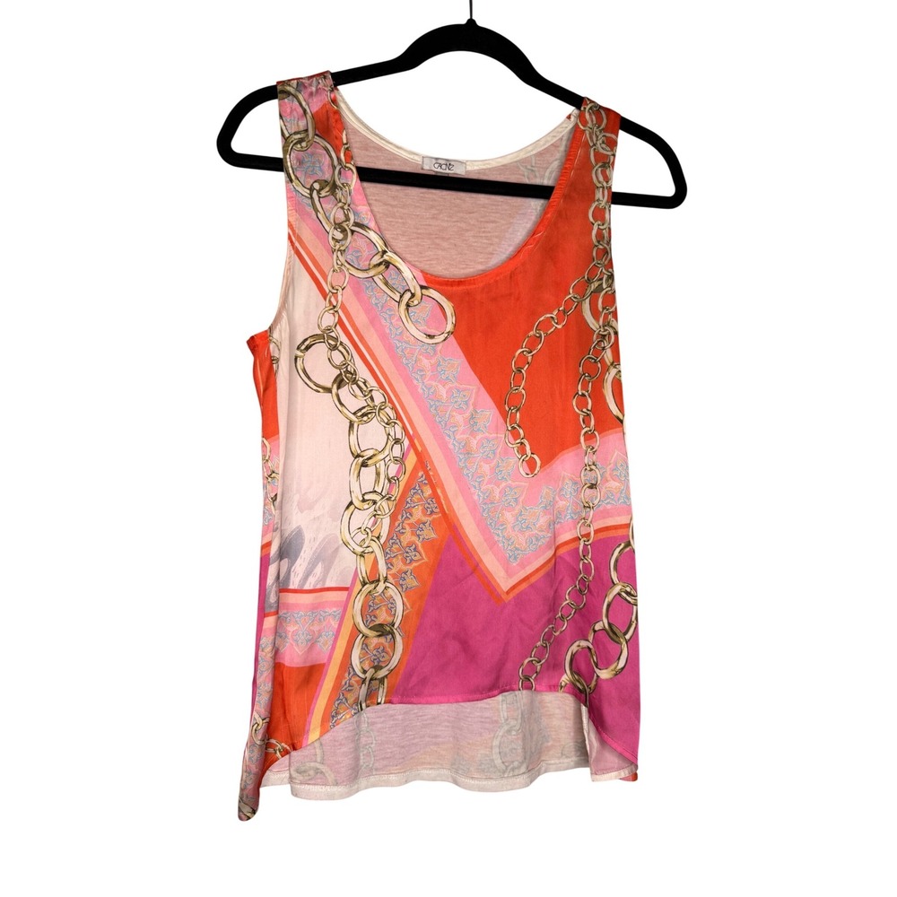 Cache orange and pink y2k retro sleeveless blouse